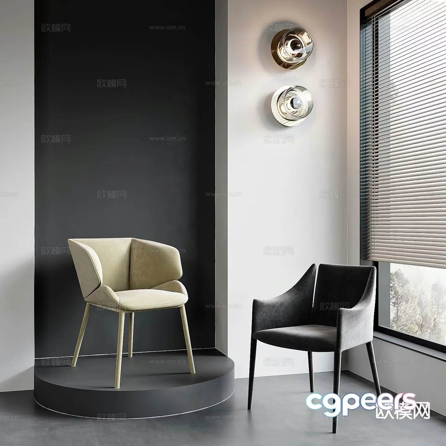 Modern single chair dining chair 3d model