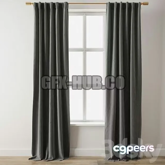 3ds Max Free – European Flax Linen Graduated Stripe Curtain