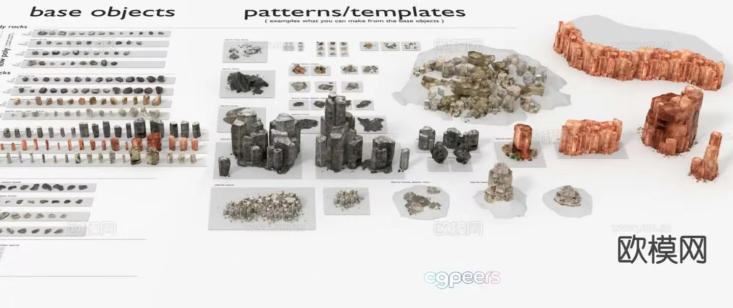 Landscape stone rock flake rockery 3d model