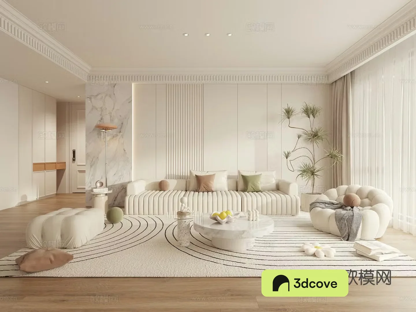 French creamy living room