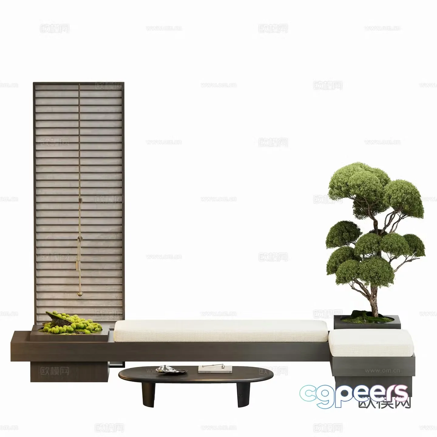 Modern plant booth sofa 3d model
