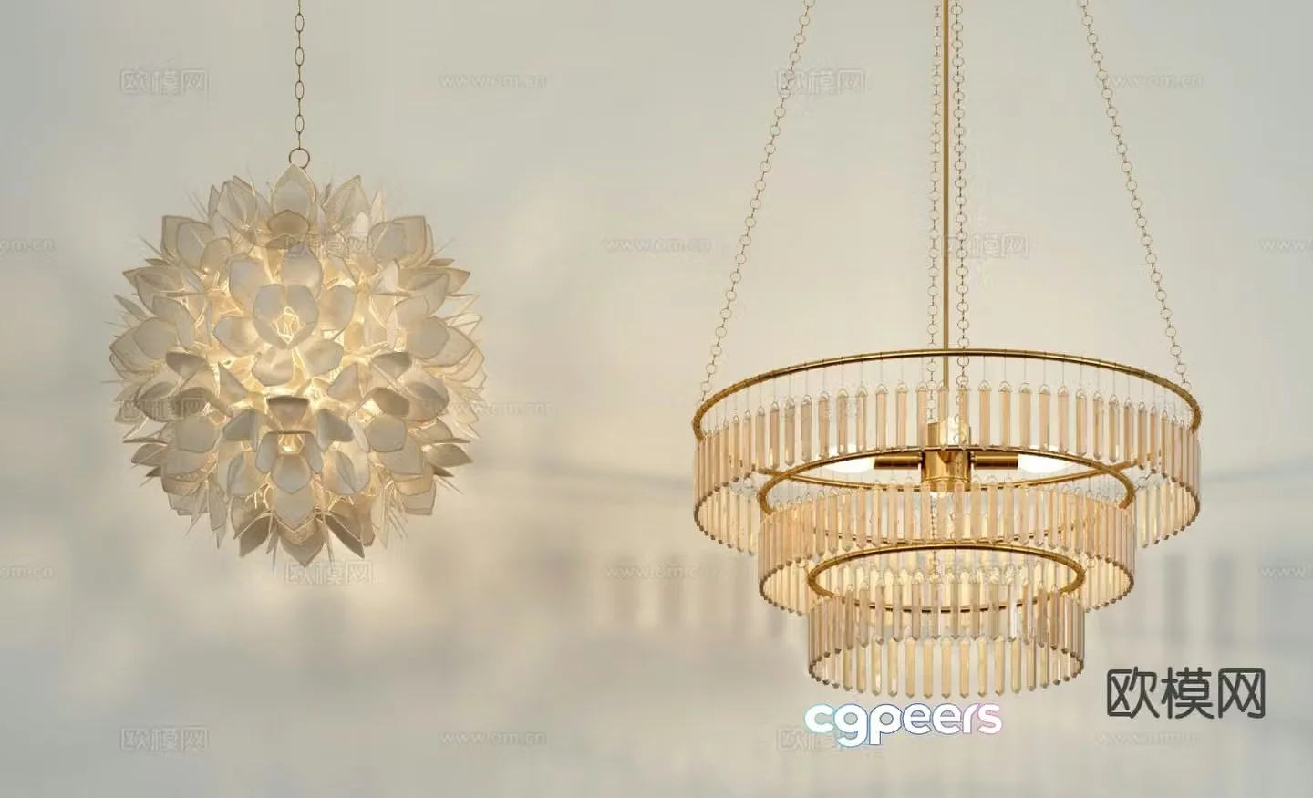 Postmodern metal chandelier crystal lamp 3d model