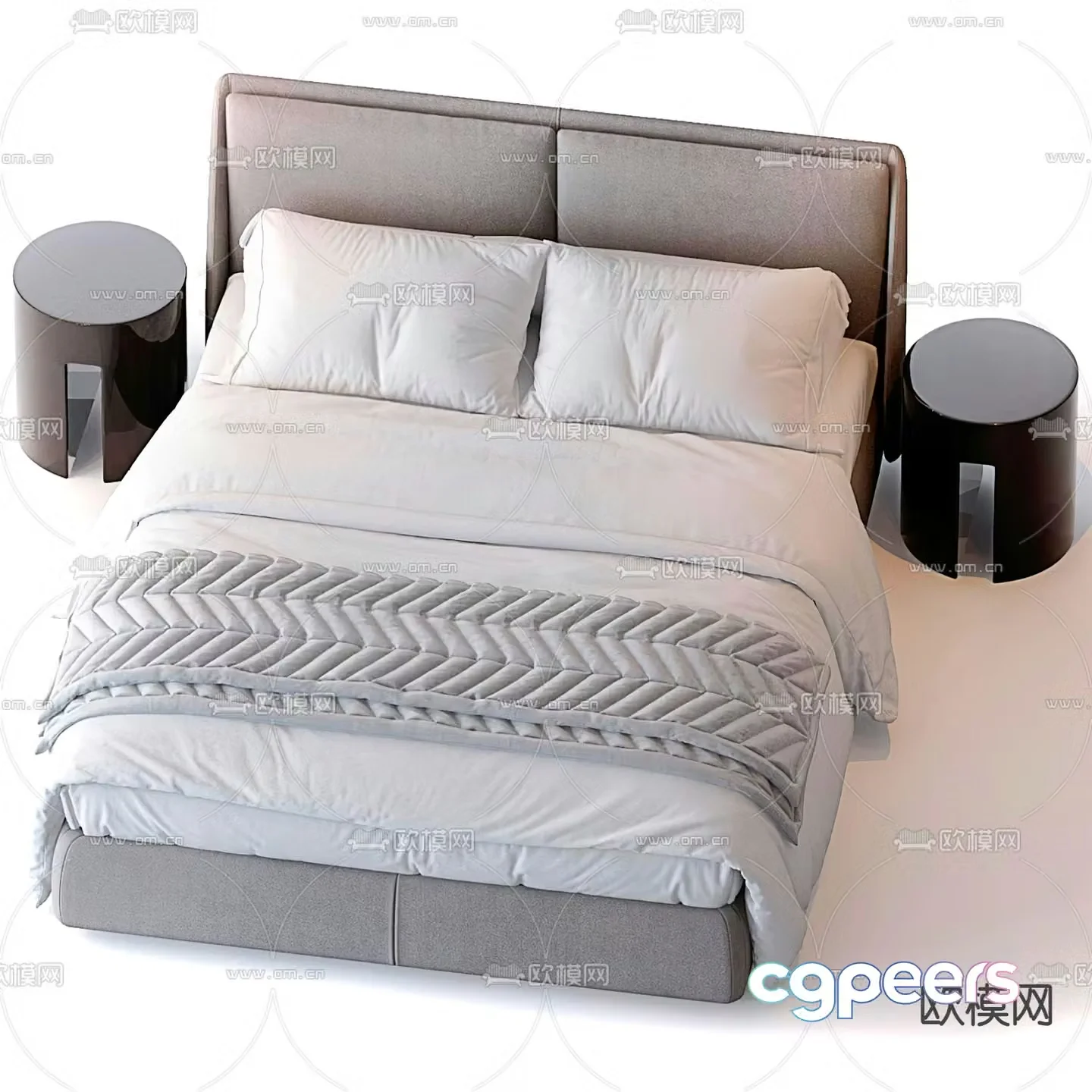 Modern double bed 3d model