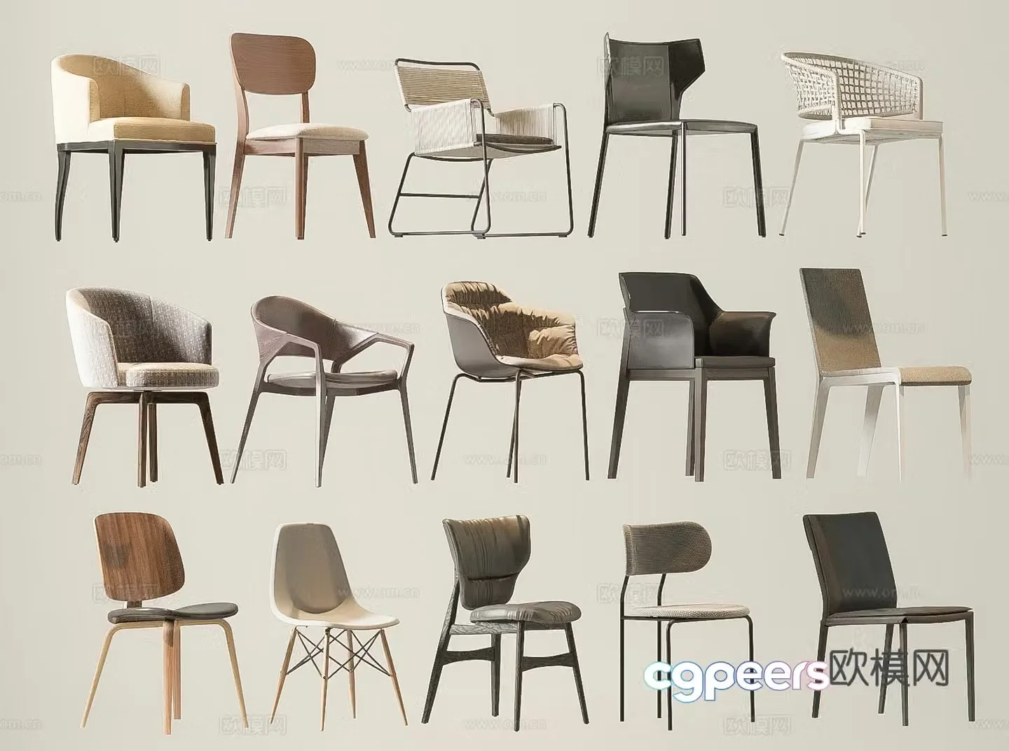 Modern single chair dining chair leisure chair 3d model