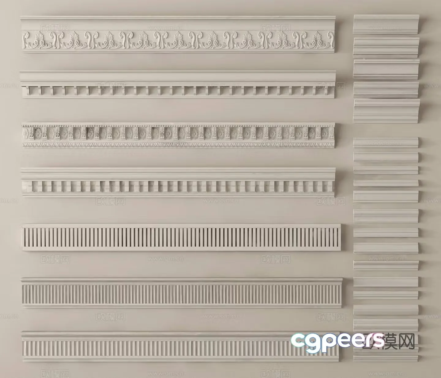 French gypsum line line ceiling corner line 3d model