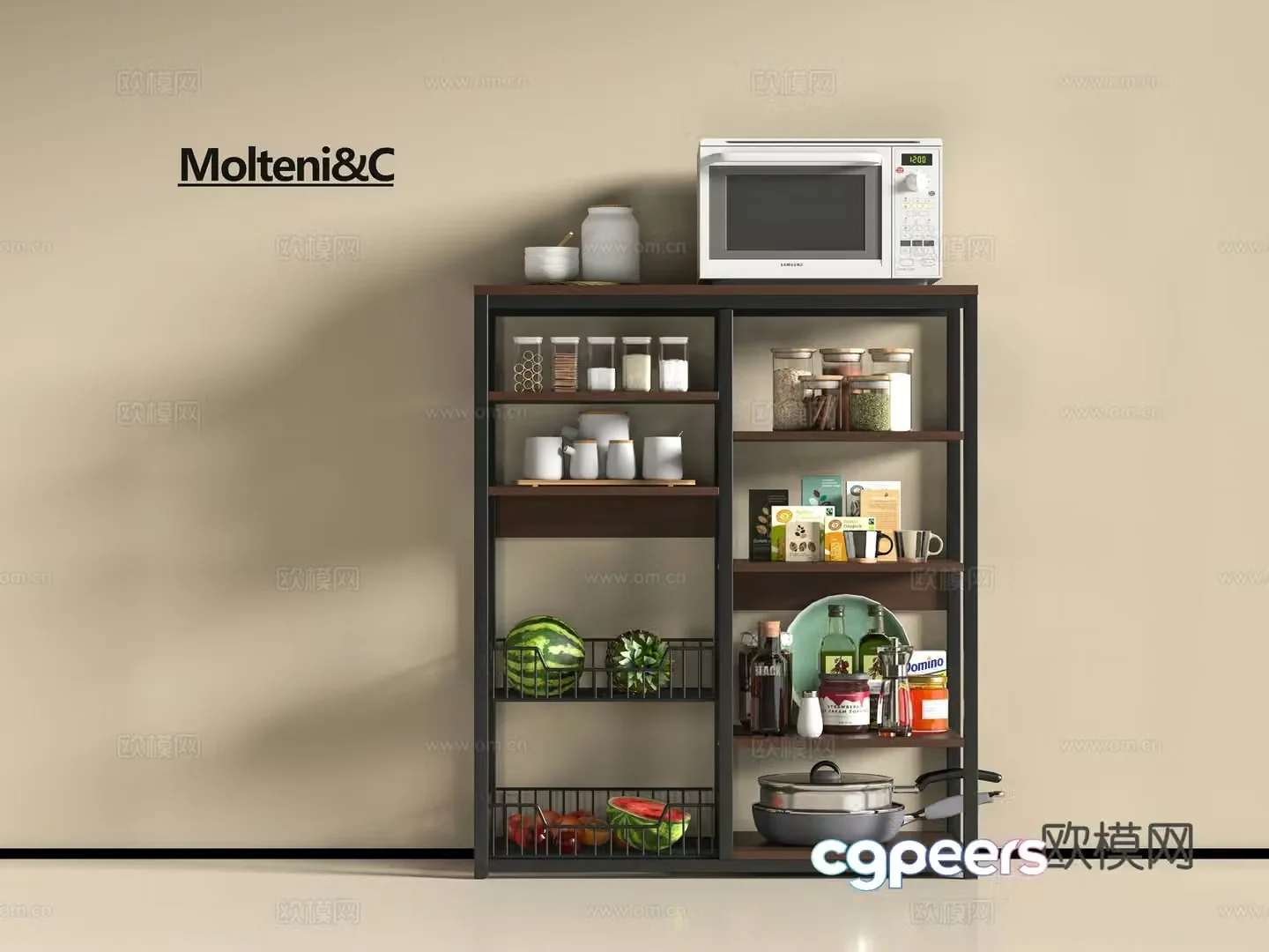 Modern kitchen shelf 3d model