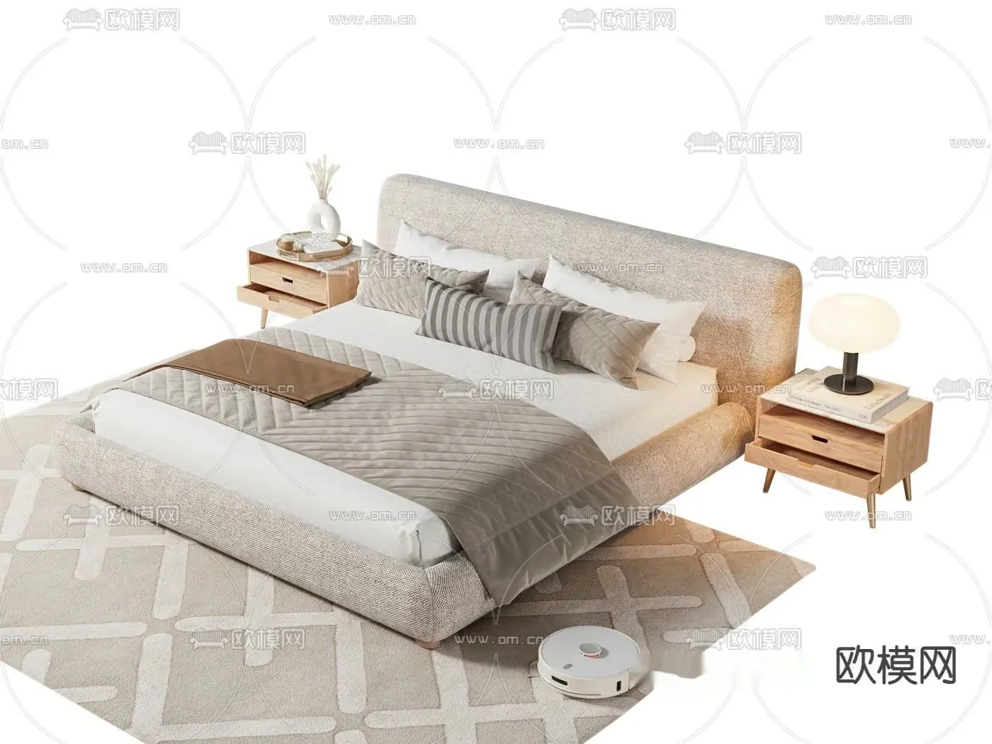 Modern Bedroom Set 3D Model – 4586 – VRAY Render