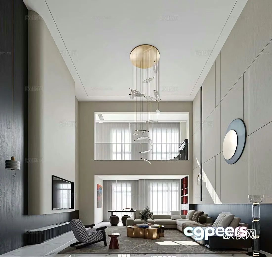 Villa living room villa hollow 3d model
