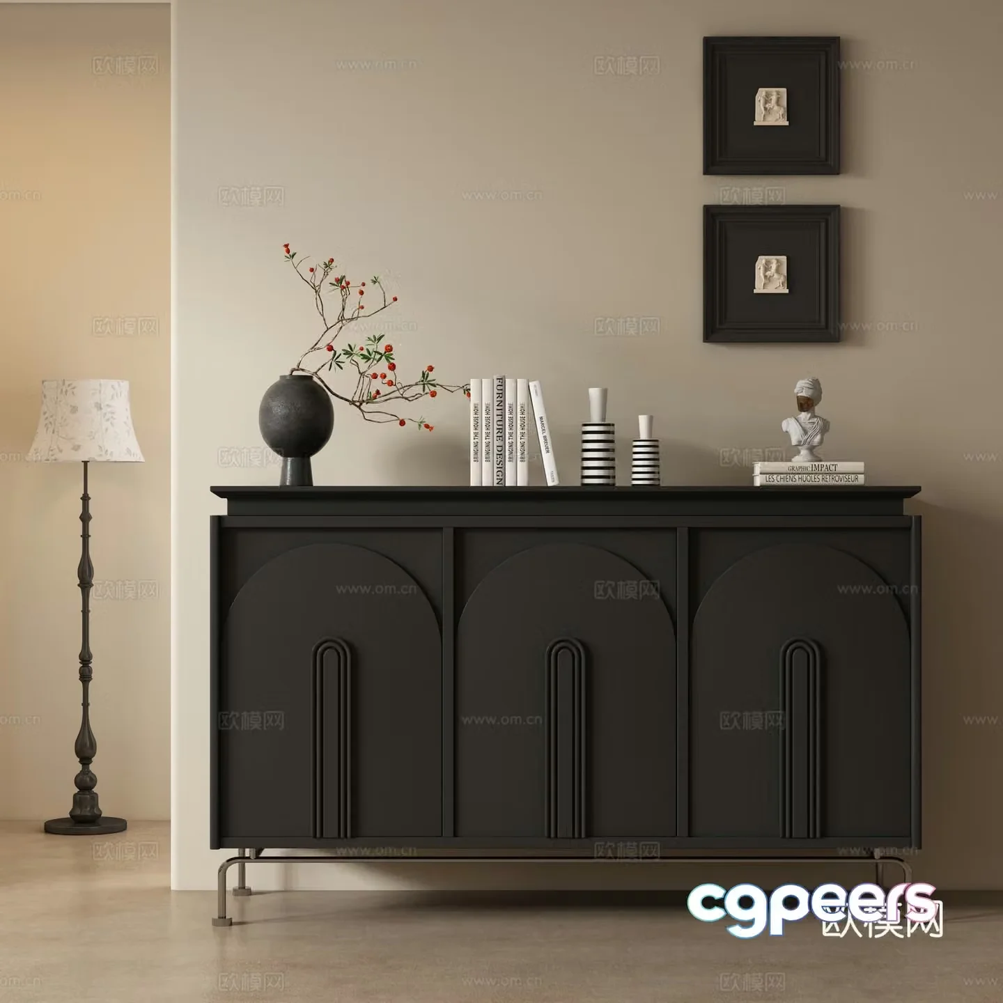 French entryway cabinet 3d model