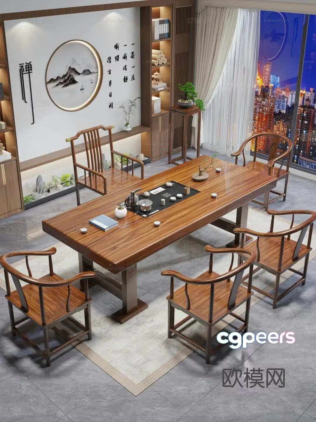 New Chinese tea table scene 3D model