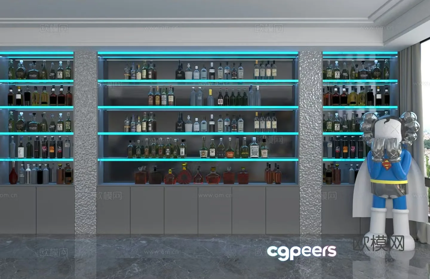 Modern wine cabinet 3d model