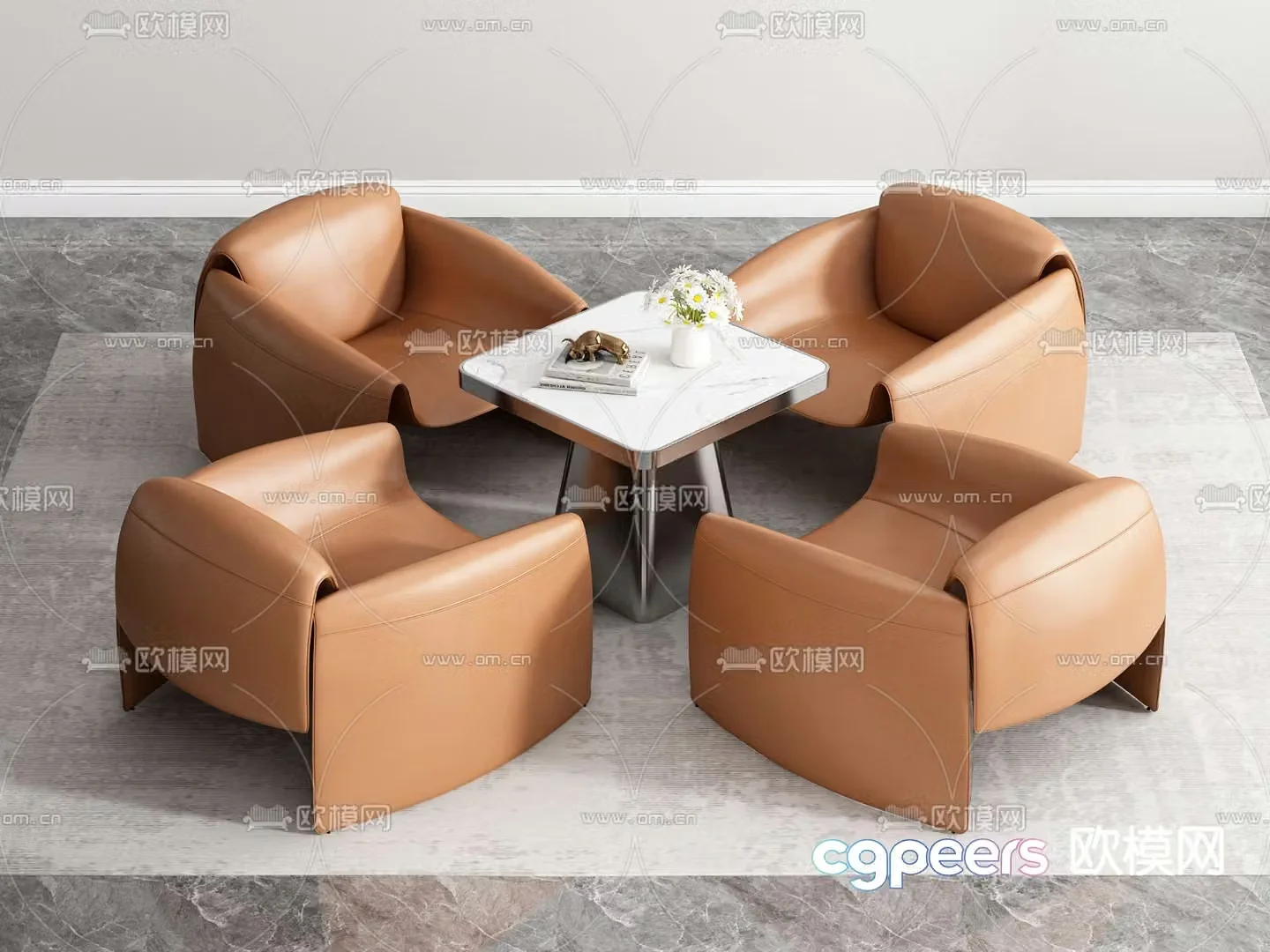 Leisure table and chair negotiation table and chair 3D model
