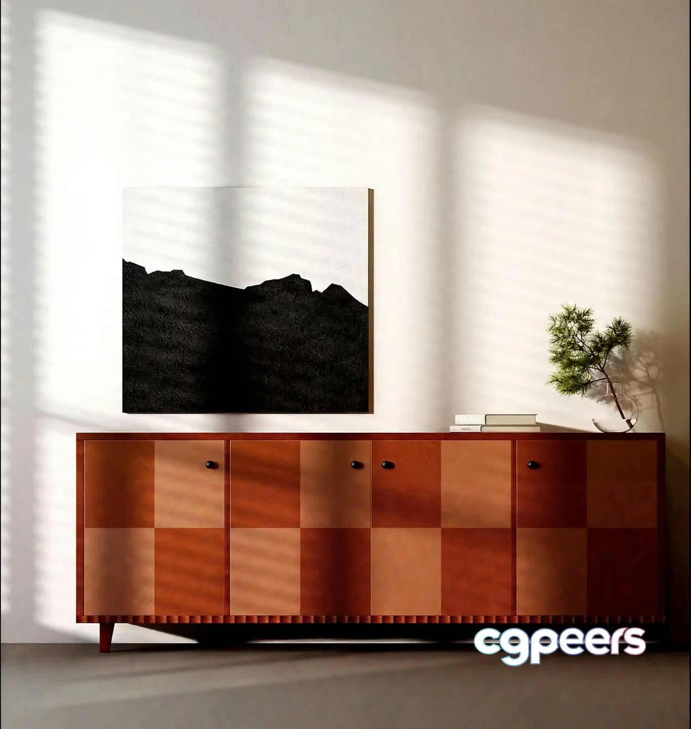 Mid-Century Modern Sideboard 3D Model – 19753 – VRAY Render
