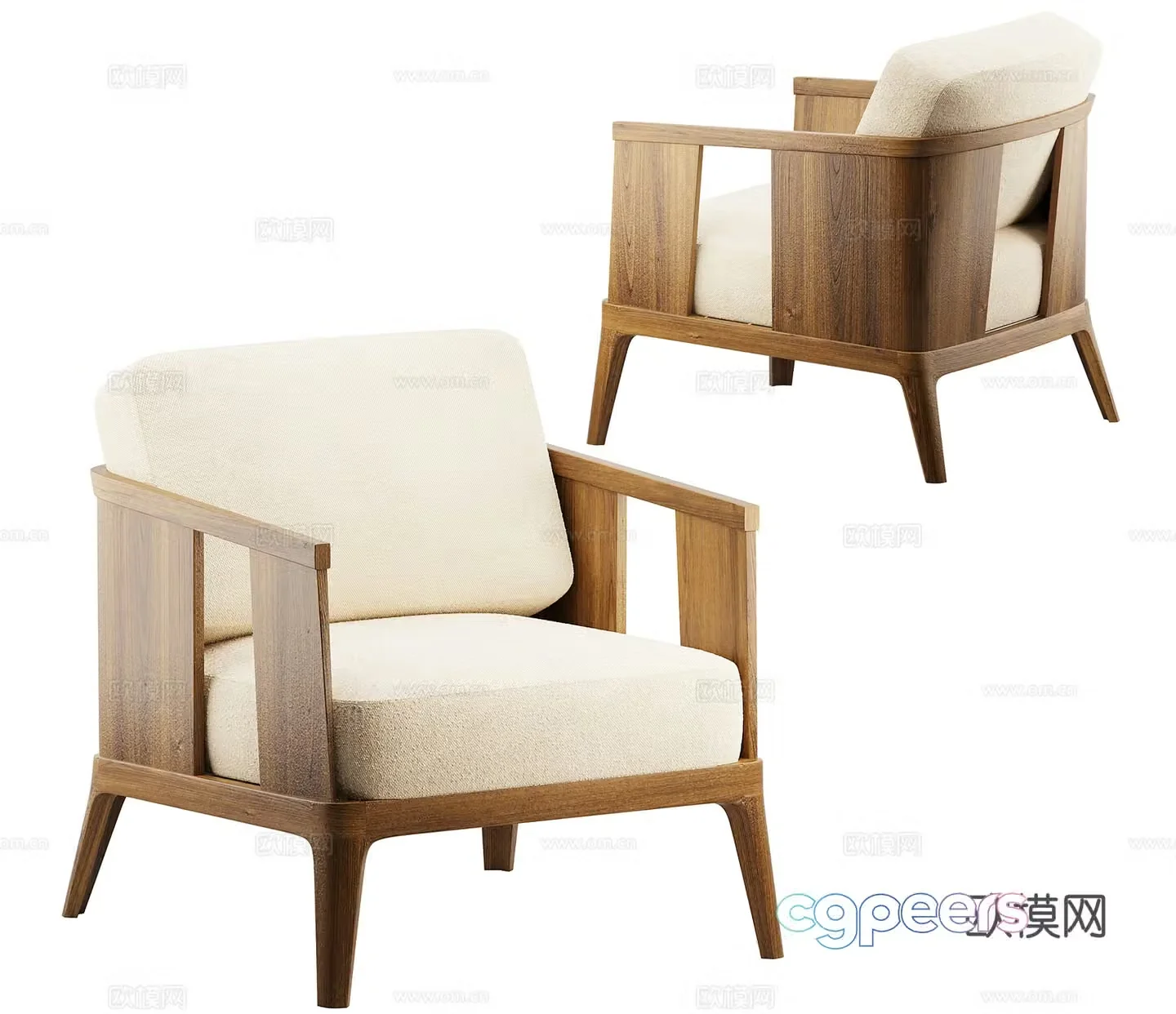 Middle-aged leisure chair middle-aged single sofa Wasabi style single chair B&B single chair B&B leisure chair 3D model