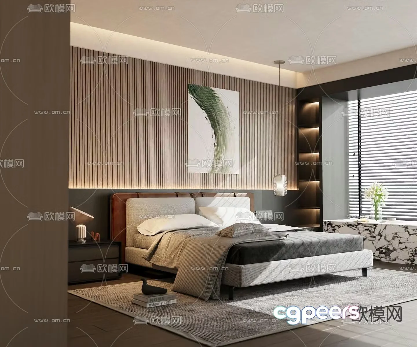 Modern double bed 3d model