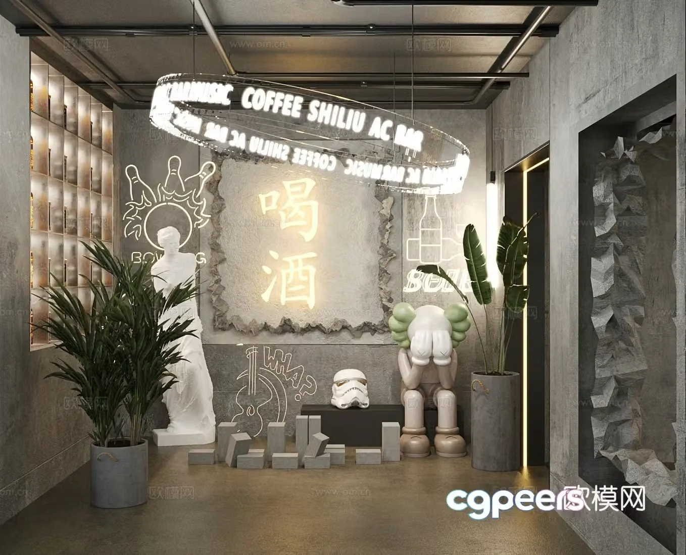 Introduction to industrial style bar bars bar internet celebrity check-in point 3D model