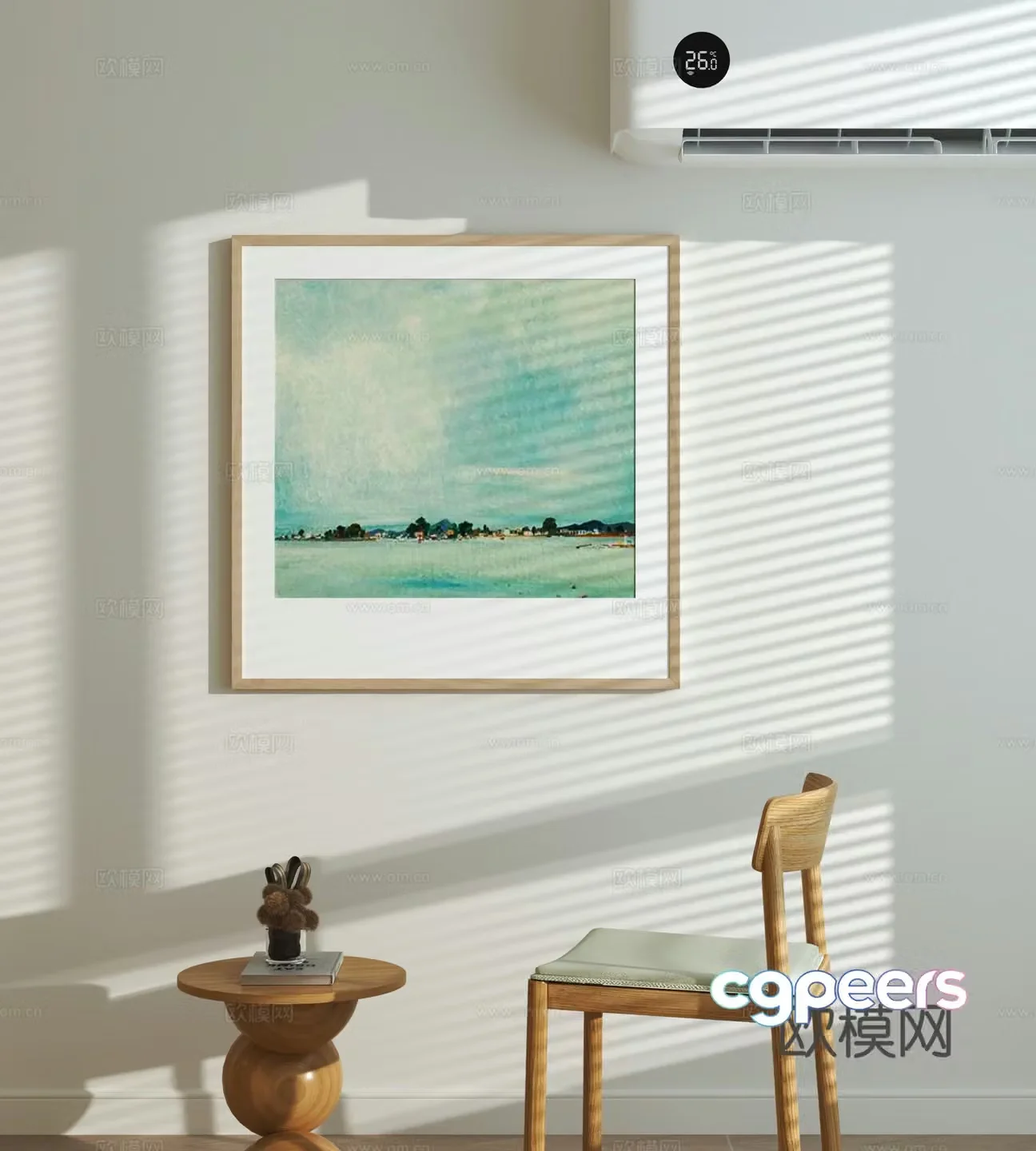 Modern decorative paintings casual tables and chairs 3D model