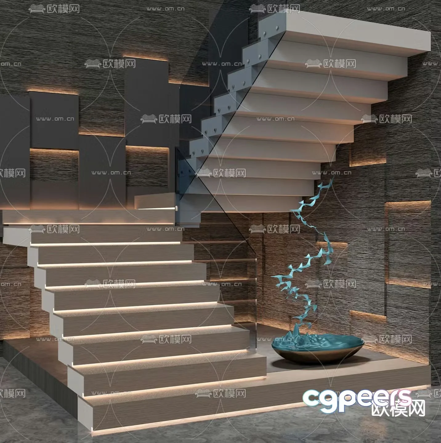 Staircase landscape interior landscaping 3d model