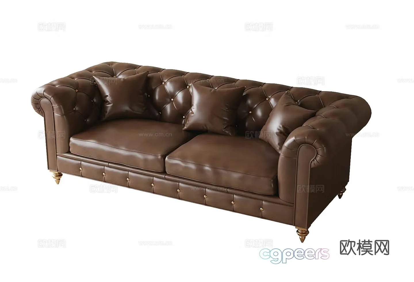 European double sofa leather sofa 3d model