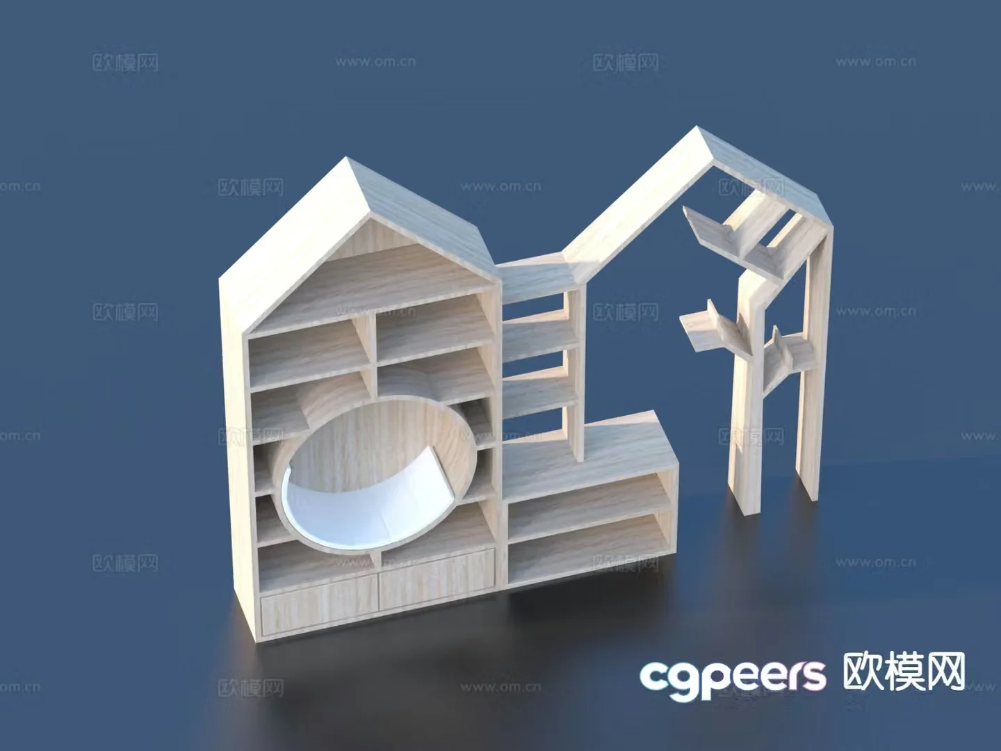 Modern children’s bookcase 3d model