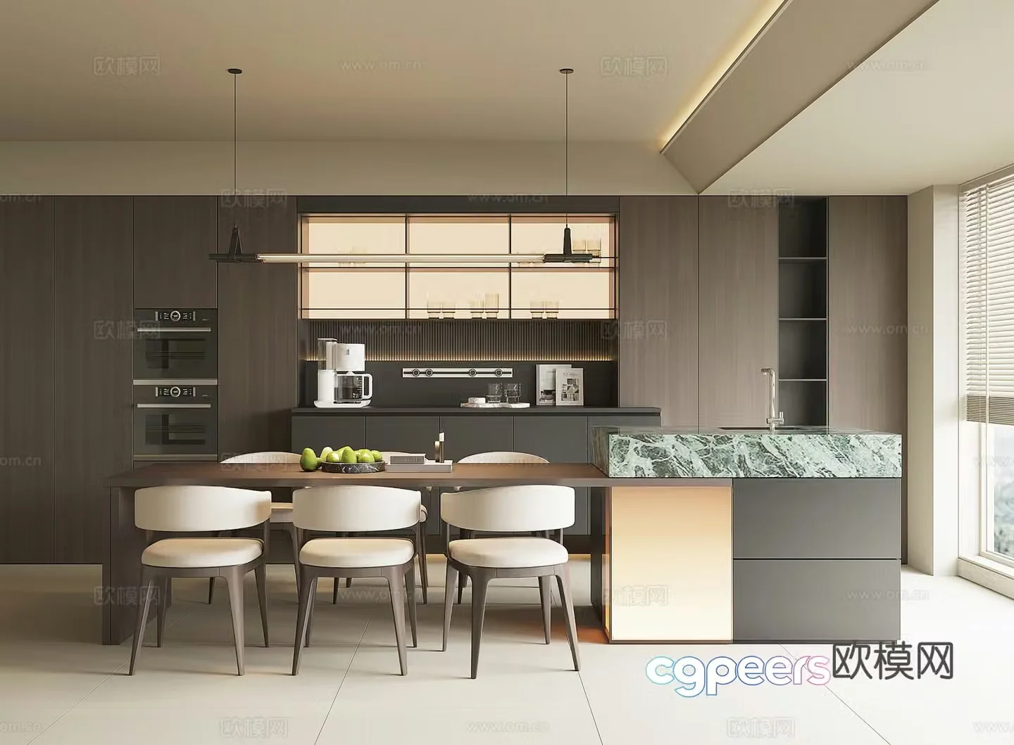 Modern home restaurant 3d model