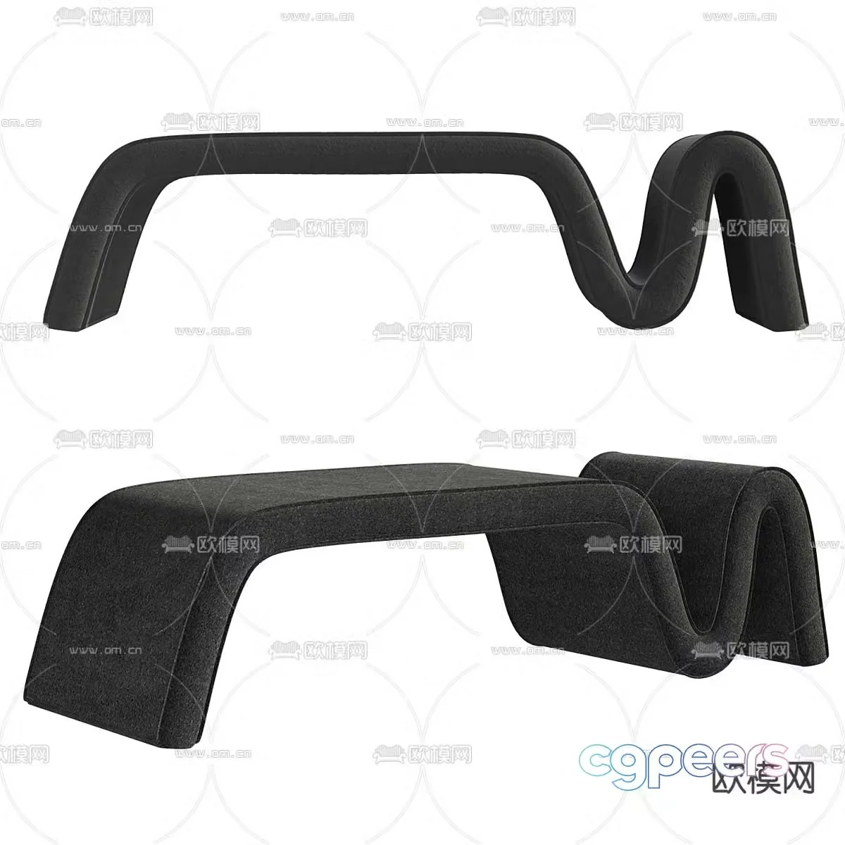 Curved stool bench 3d model