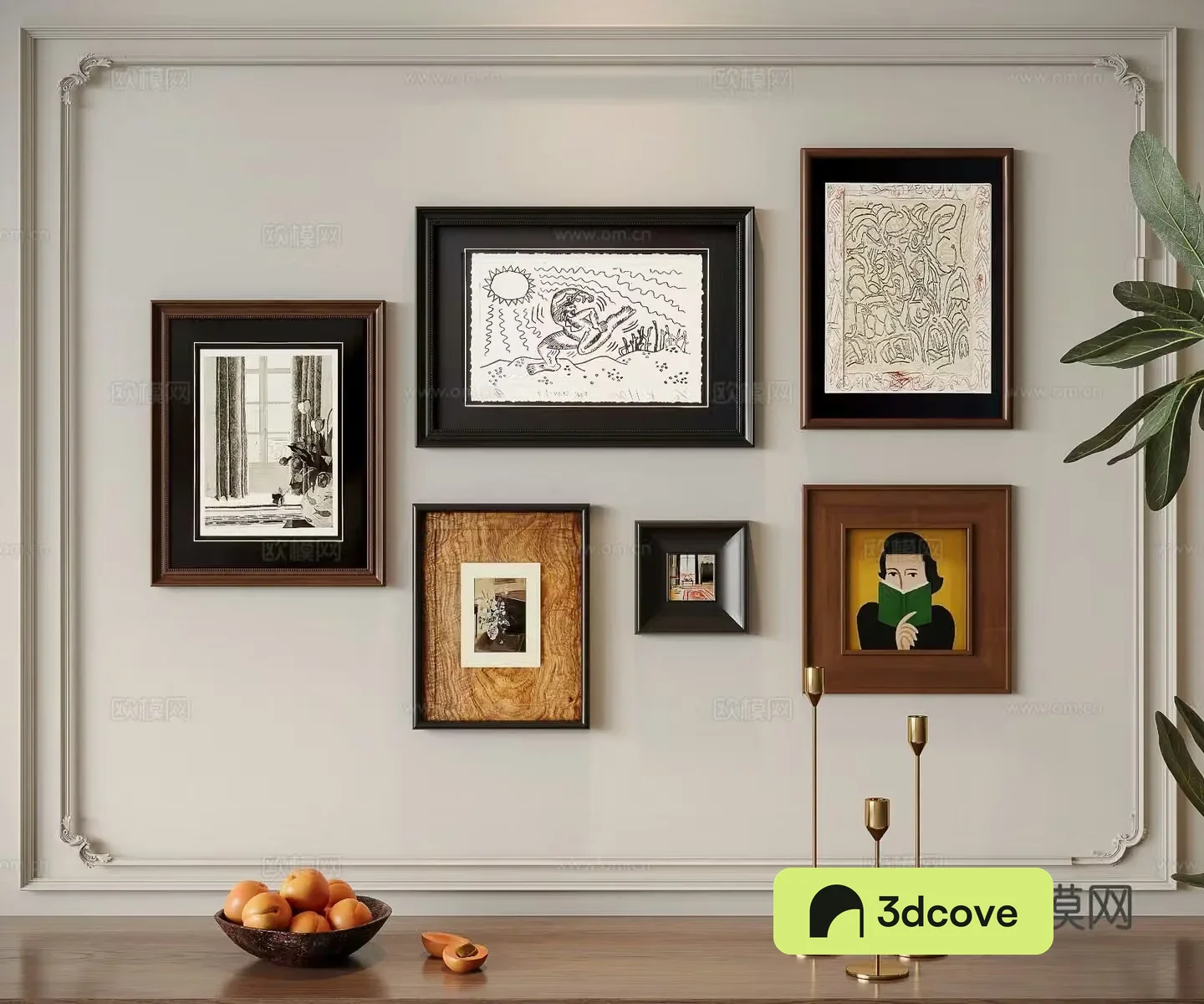 Medieval style decorative painting retro painting combined hanging painting