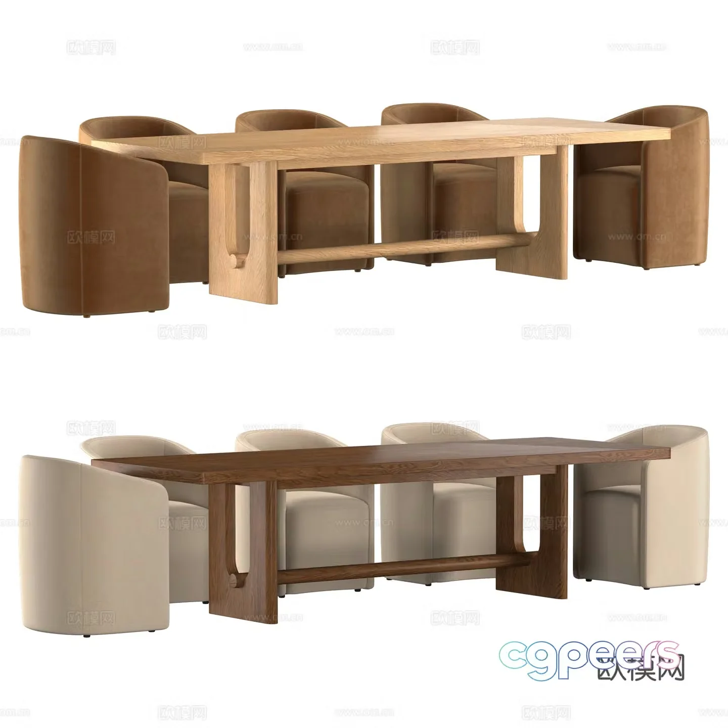 New Chinese style Wasabi long dining table and chair 3D model