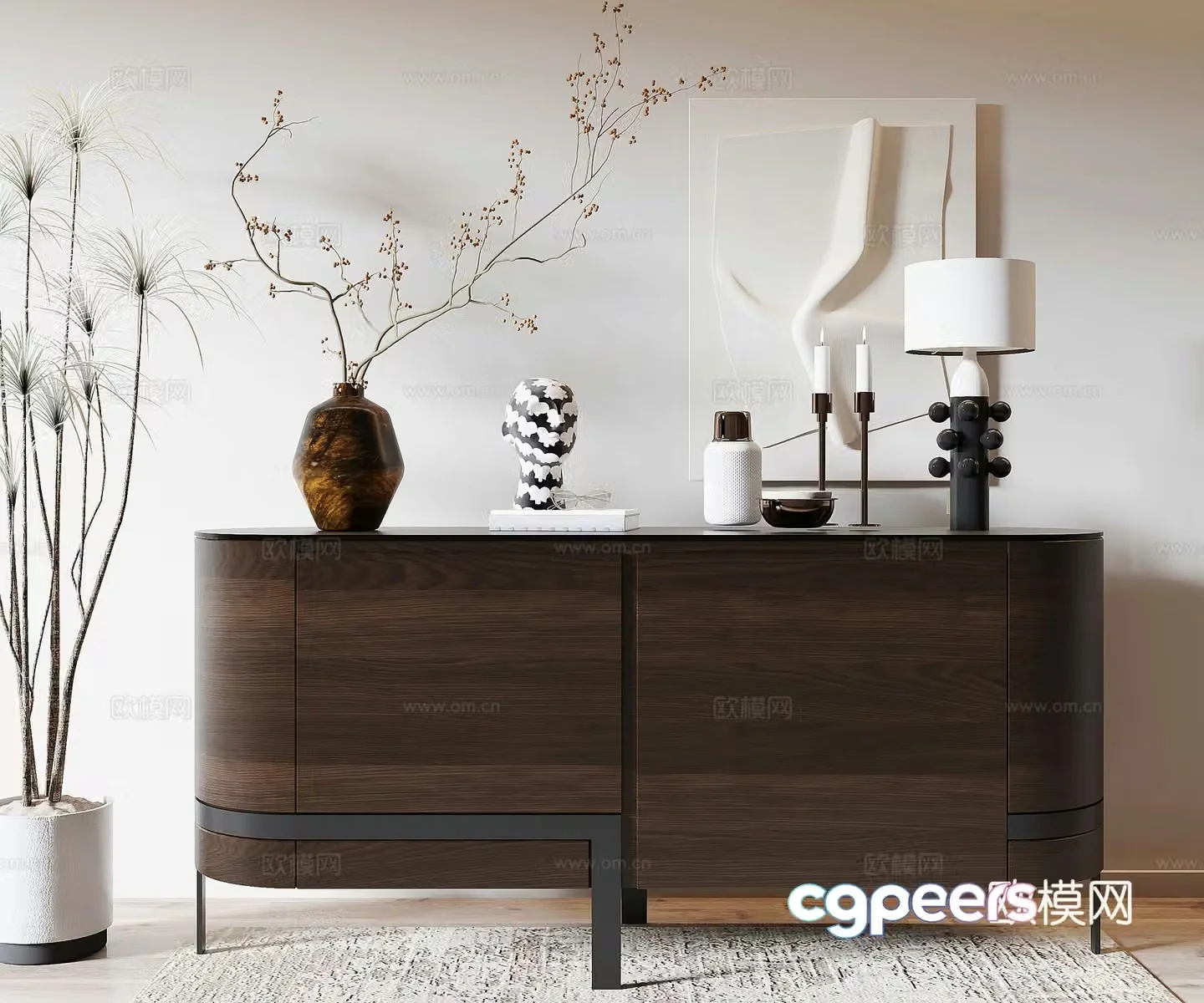 Medium style side cabinet porch cabinet 3D model
