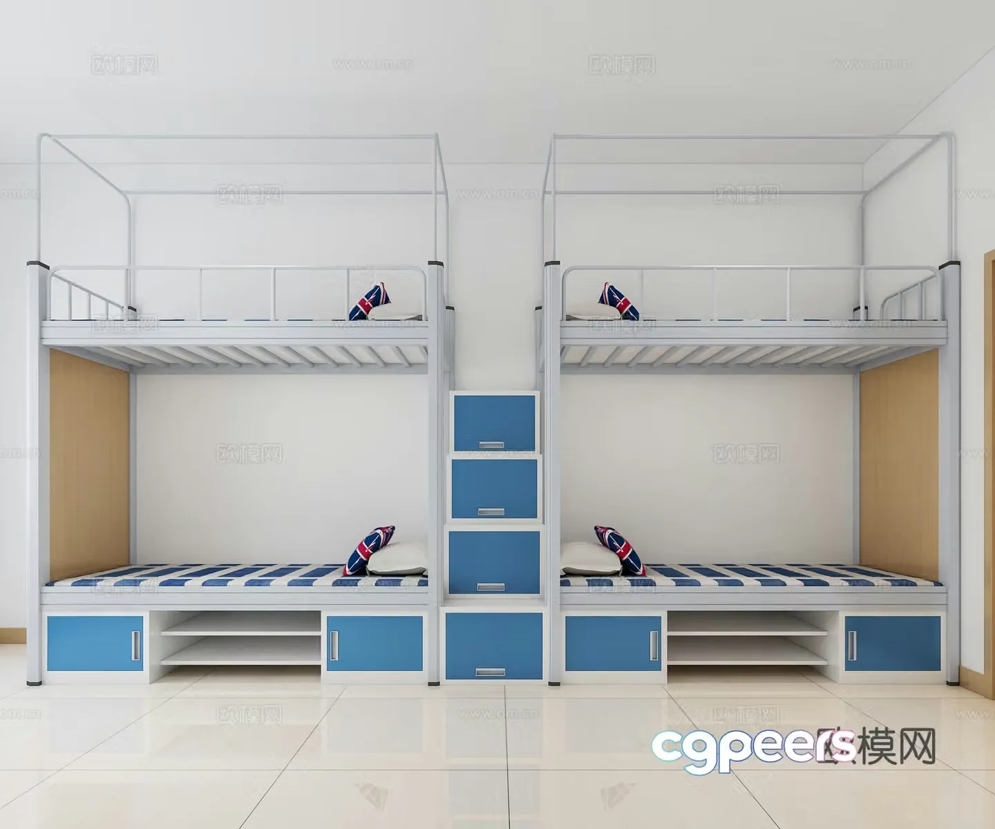 Modern bunk bed wrought iron bed 3d model