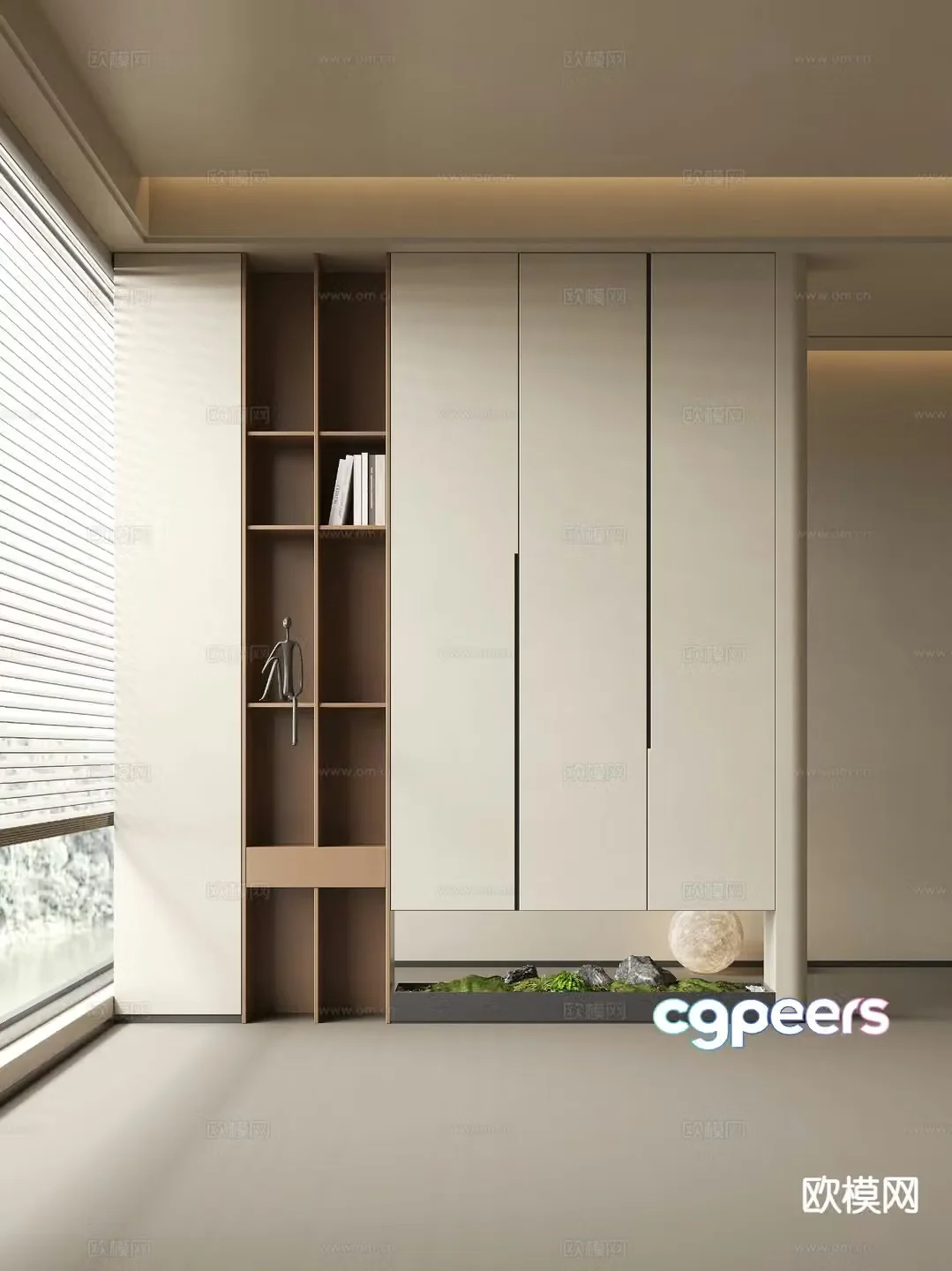 Modern entrance shoe cabinet 3d model