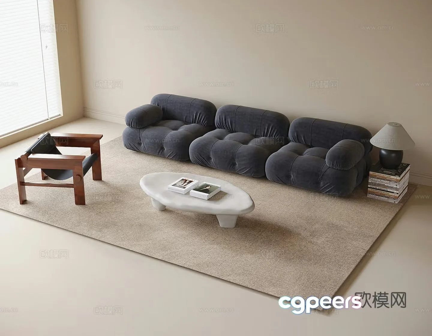 Modern sofa coffee table combination 3D model