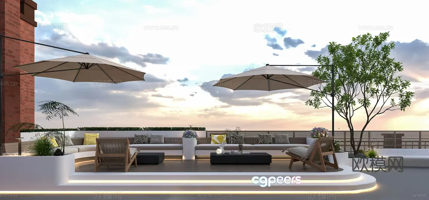 Modern Outdoor Furniture 3D Model – 10105 – VRAY Render