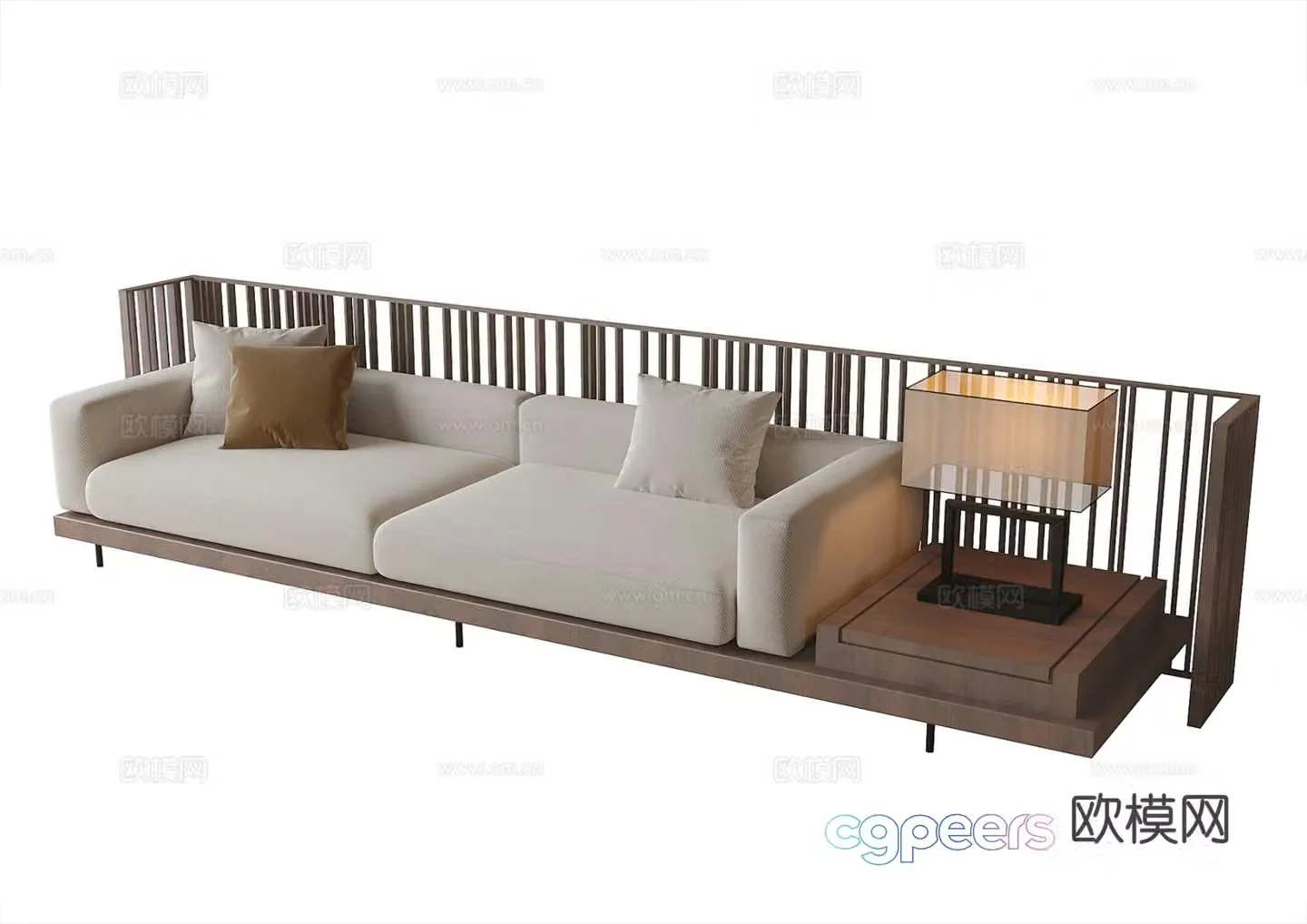 Log style double sofa 3d model