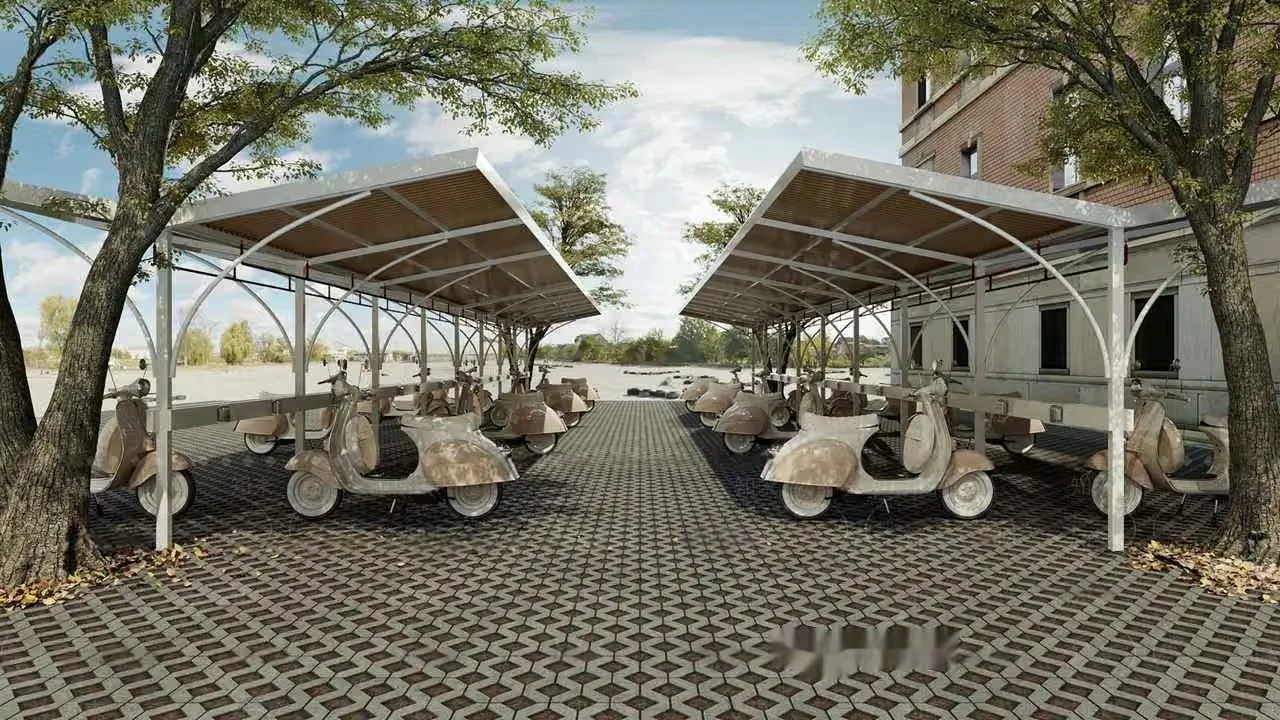 Scooters Under A Canopy 3D Model – 15295 – CORONA Render
