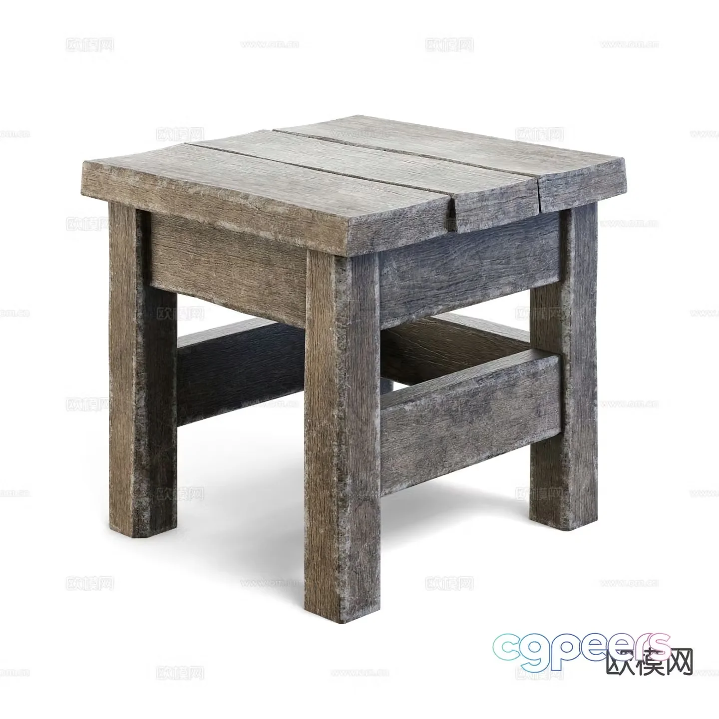 wabi-sabi bench stool wooden stool 3d model