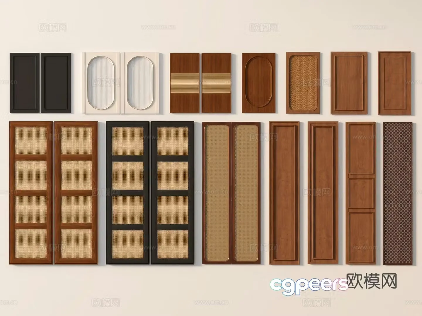 Wabi-sabi cabinet door rattan cabinet door 3d model