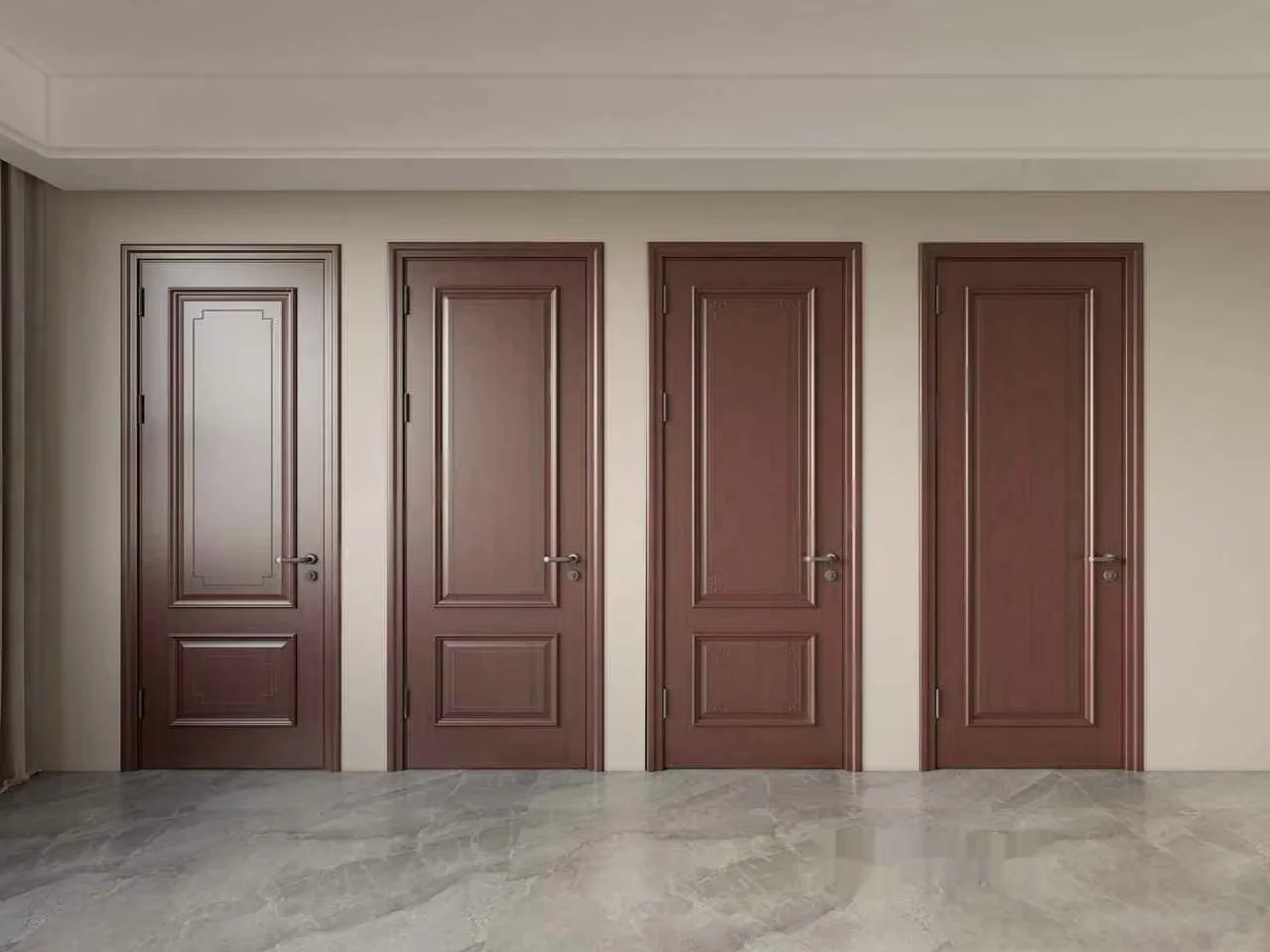 Four Brown Doors 3D Model – 12507 – VRAY Render