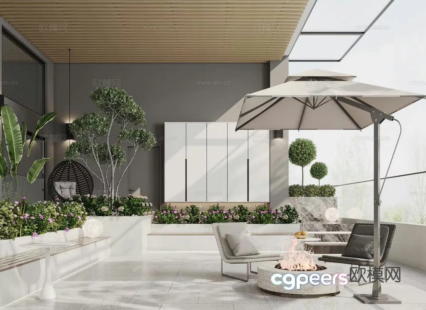 Modern courtyard landscape 3d model