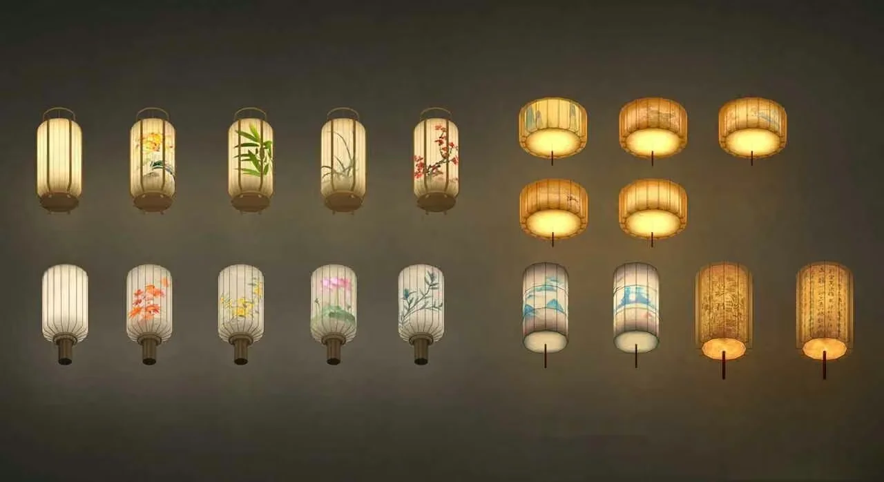 A Collection Of Asian-Style Lanterns 3D Model – 14102 – VRAY Render