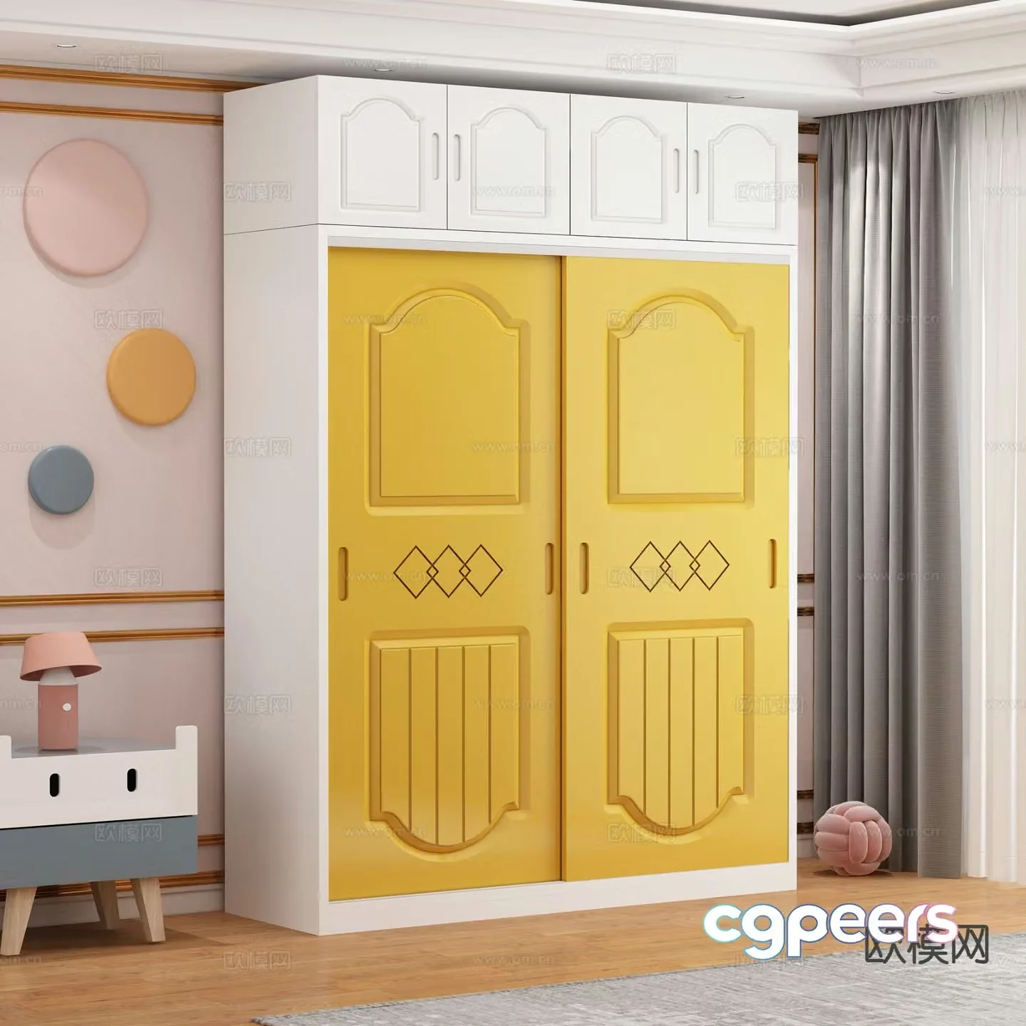 Simple European children’s wardrobe 3D model