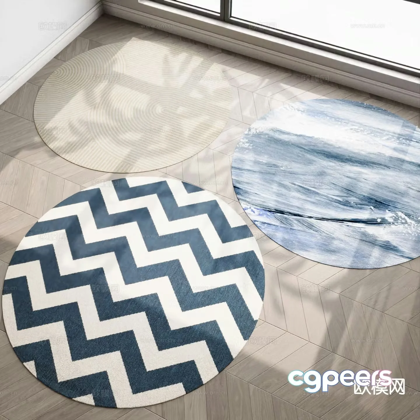 Modern carpet round carpet 3d model