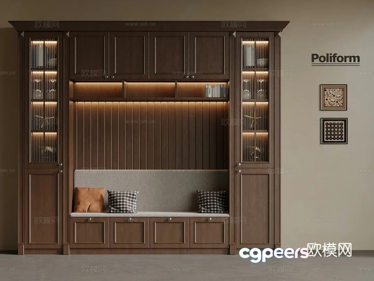 Middle style card holder wine cabinet 3D model