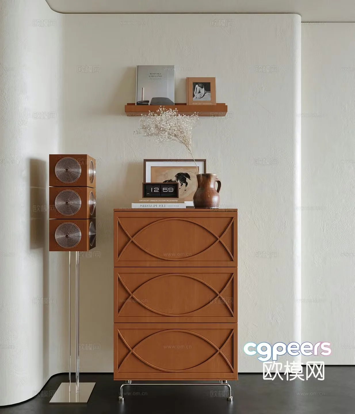 Middle-aged style chest of drawers 3D model