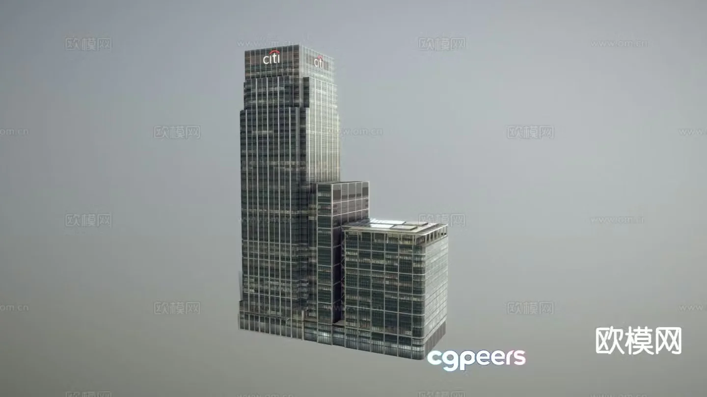 High-rise building office building night view building glass curtain building 3d model