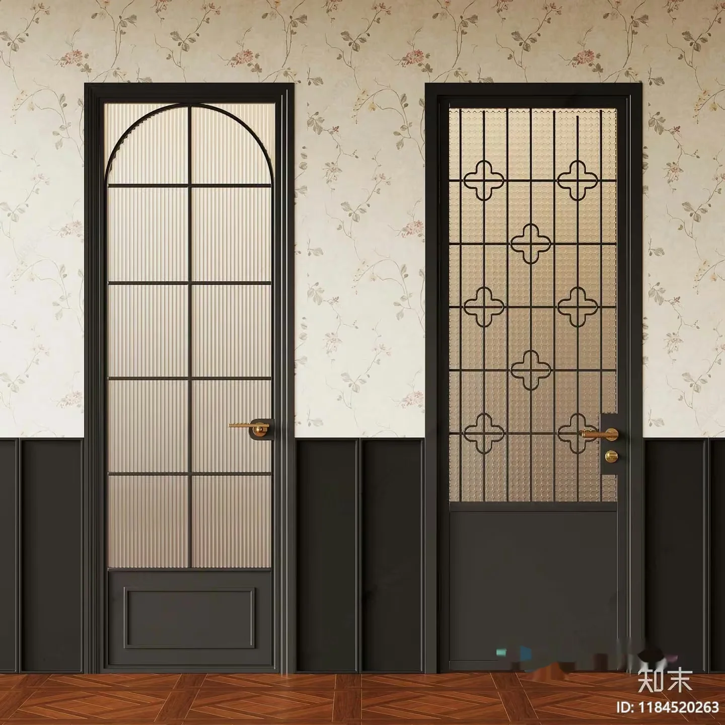 Two Doors With Glass Panels 3D Model – 15123 – VRAY Render