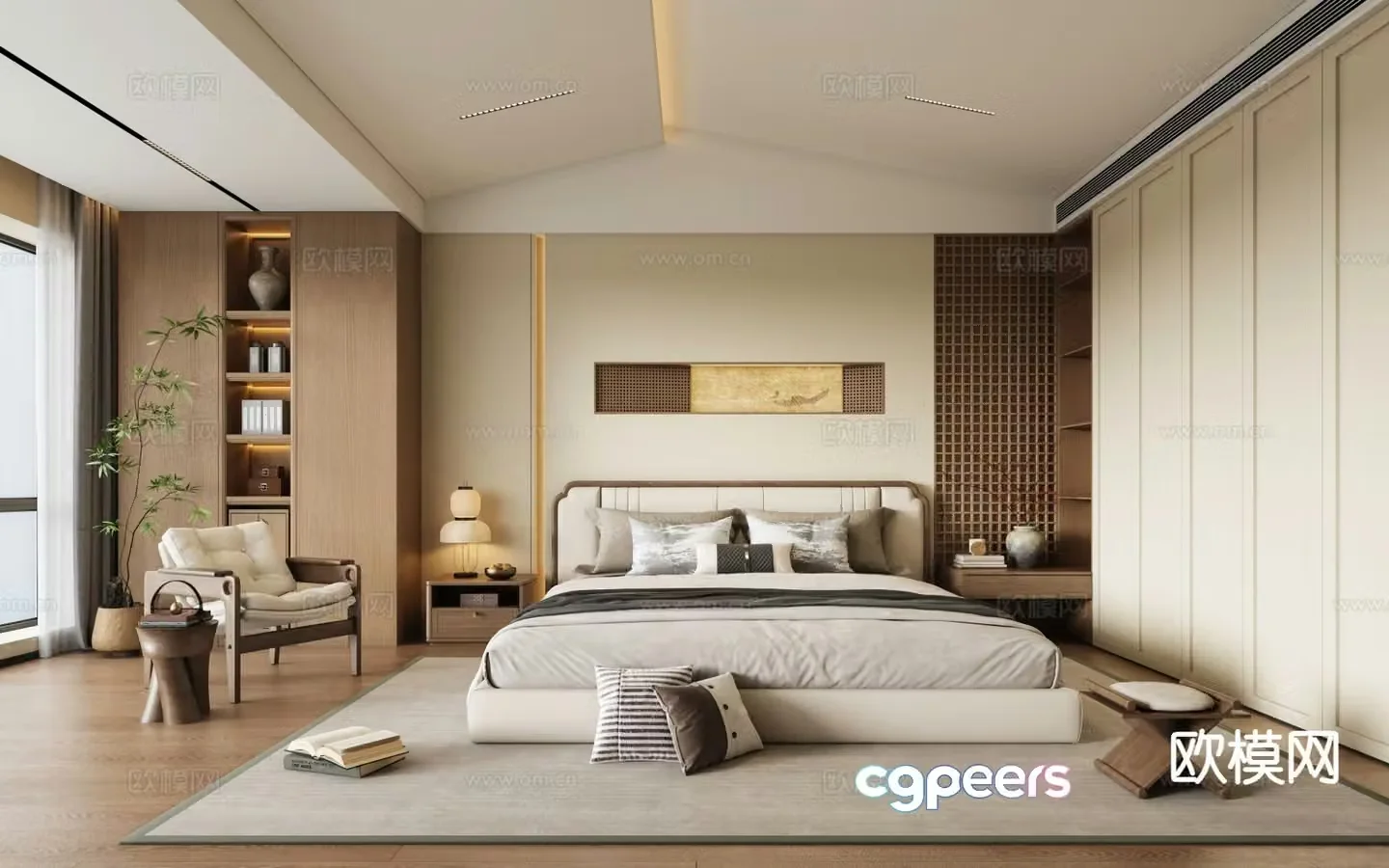 New Chinese style bedroom master bedroom Song’s aesthetic 3D model