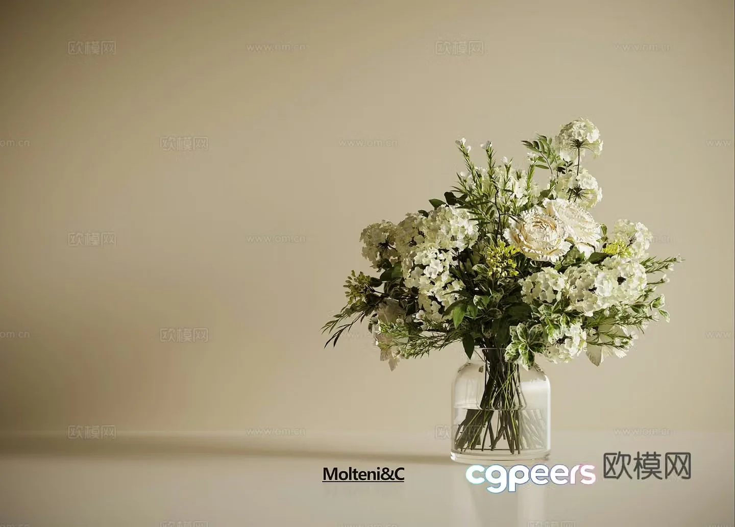 French vase flower art flowers 3d model