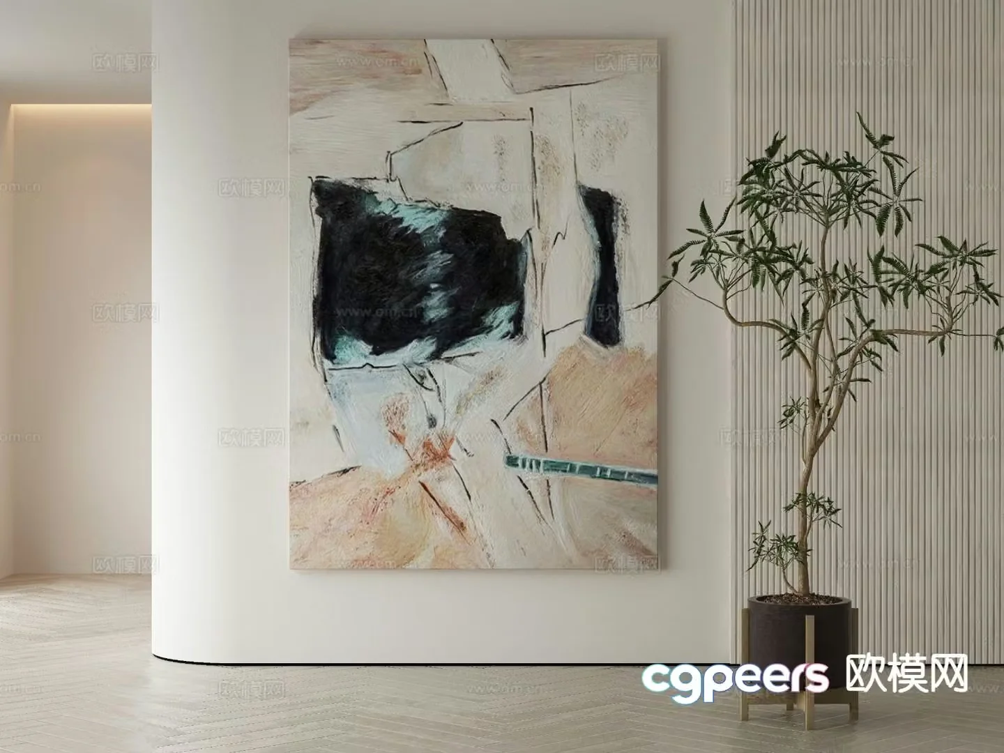 Modern decorative painting oil painting 3d model