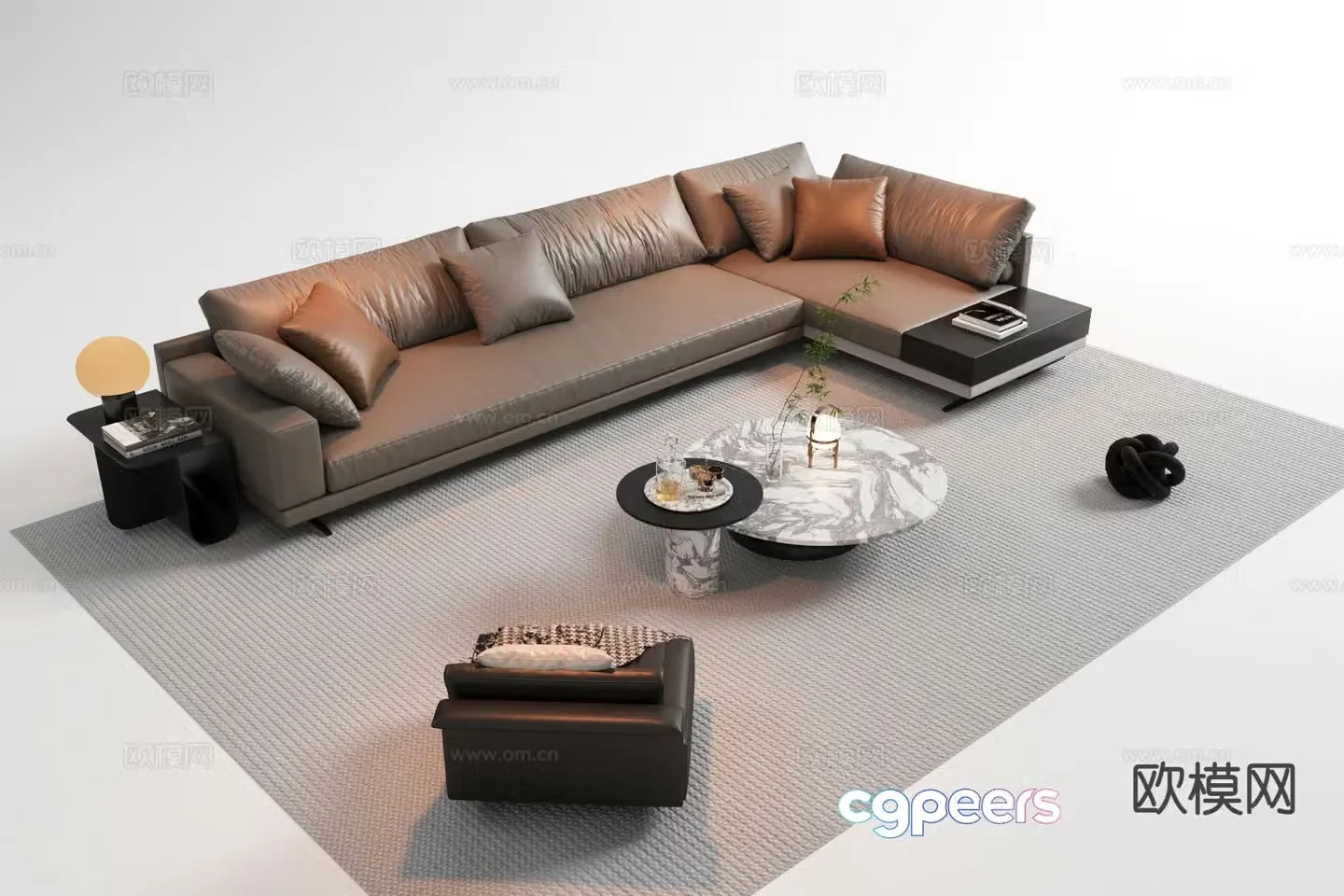 Italian sectional sofa 3d model